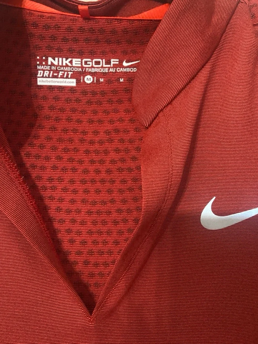 Nike Women’s Red Short Sleeve Golf Top with Swoosh